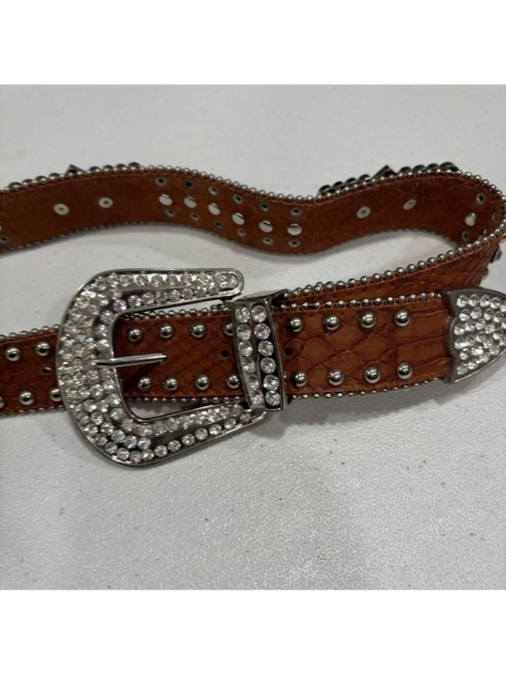 Leather And Rhinestone Turquoise Western Cowgirl Belt Size Medium